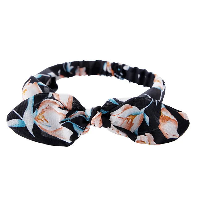 Plain Polyester Bunny Ears Headband For Women Female Elastic Bow Hairband Women's Headwear Hair Accessories повязка на голову 32