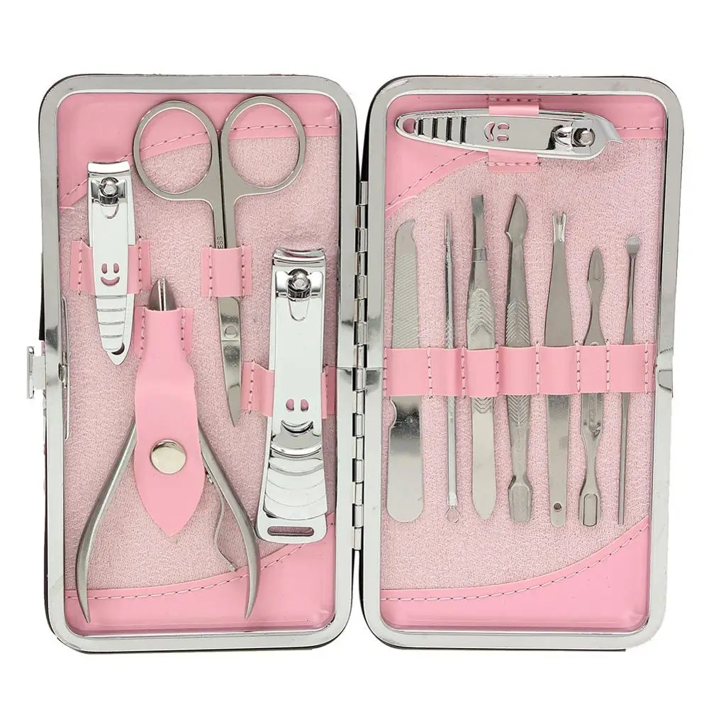 12pcs 7 шт./12 шт. Набор для маникюра и педикюра набор ножниц для стрижки ногтей инструменты для маникюра Пинцет Нож ушной инструмент из нержавеющей стали инструмент для ухода за ногтями - Цвет: 12pcs