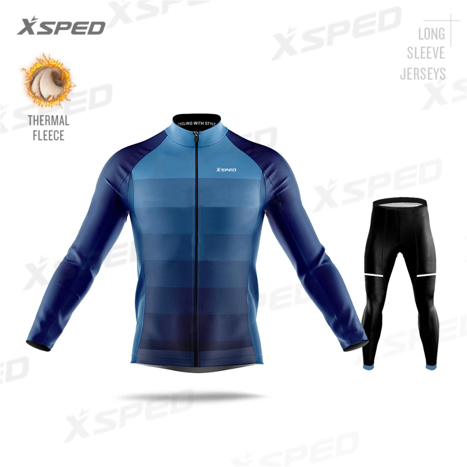 Normal Cycling Set Одежда для велоспорта Pro Team, зимняя куртка, костюм для мужчин с длинным рукавом, трикотажный комплект, Ropa De Ciclismo Invierno Hombre, теплая флисовая форма - Цвет: Normal Cycling Set