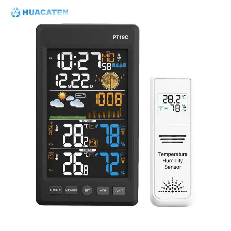 

Huacatenva Color Screen Weather Forecast Multi-functional Electronic Alarm Clock Temperature And Humidity Calendar 19C