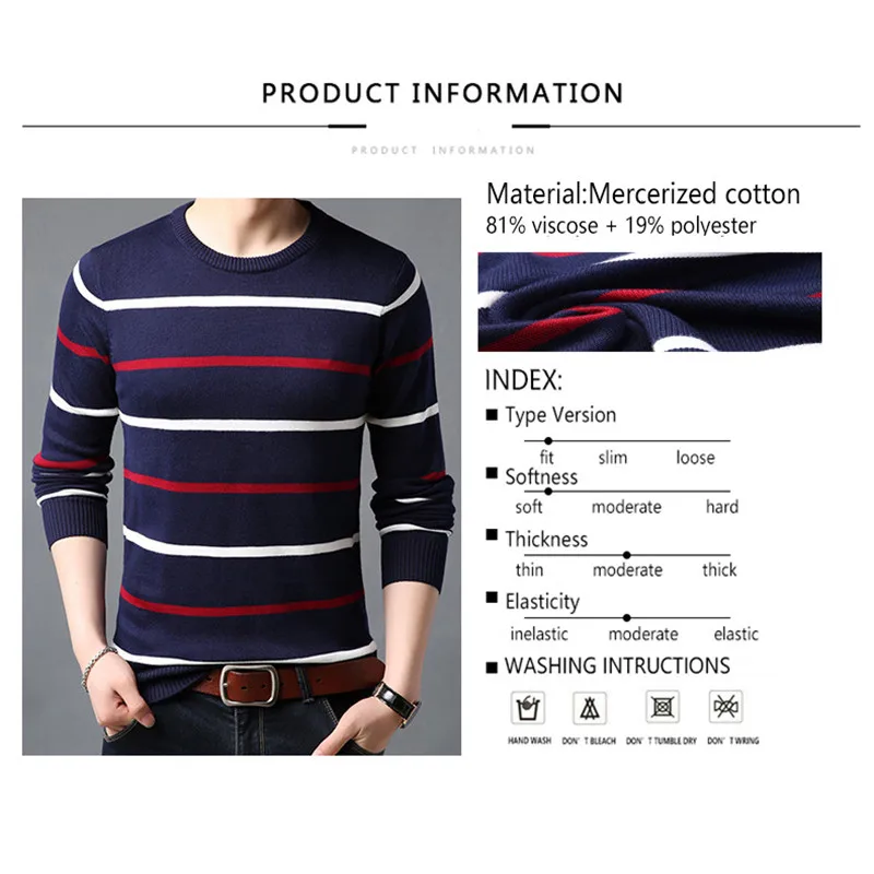 Great Value TFETTERS Men Brand Sweater Sweaters Pullover Men Casual Striped O-Neck Sweater Men Clothing 2019 Autumn Winter Knitwear