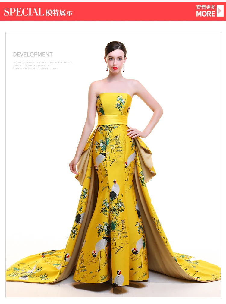 Cheongsam сценический костюм высокого класса индивидуальный заказ китайский стиль хост платья женские шоу платья нового элегантного и длинного стиля сексуальные модели классические