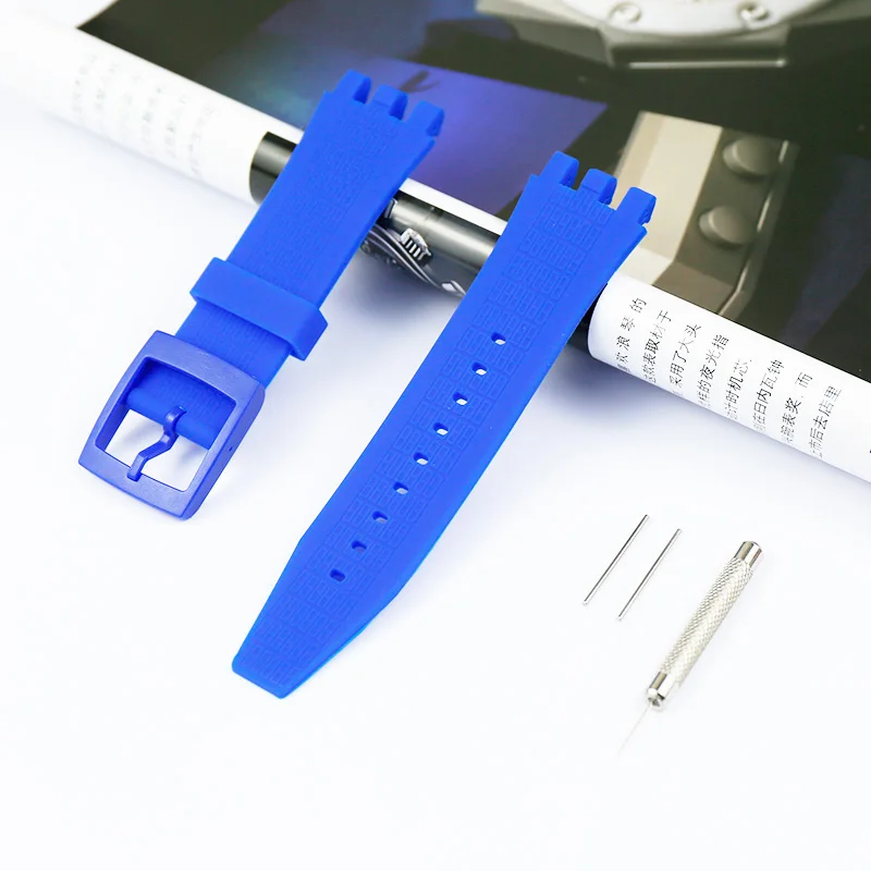 Аксессуары для часов резиновый ремешок для Swatch SVGK403 SVGK406SVGK409 402 мужской и женский спортивный водонепроницаемый силиконовый ремешок - Цвет ремешка: blue