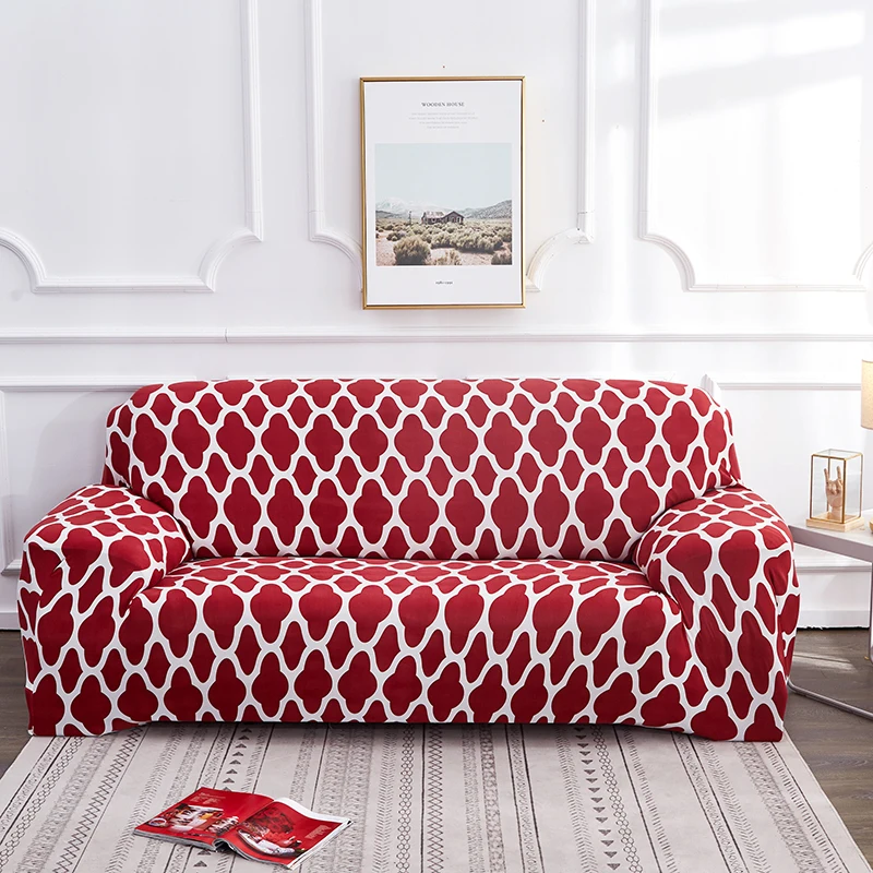 Геометрический эластичный чехол для дивана, твердый плотный чехол, все включено, чехлы для дивана, для гостиной, плед, чехол для дивана, защита мебели - Цвет: Wine Red 01