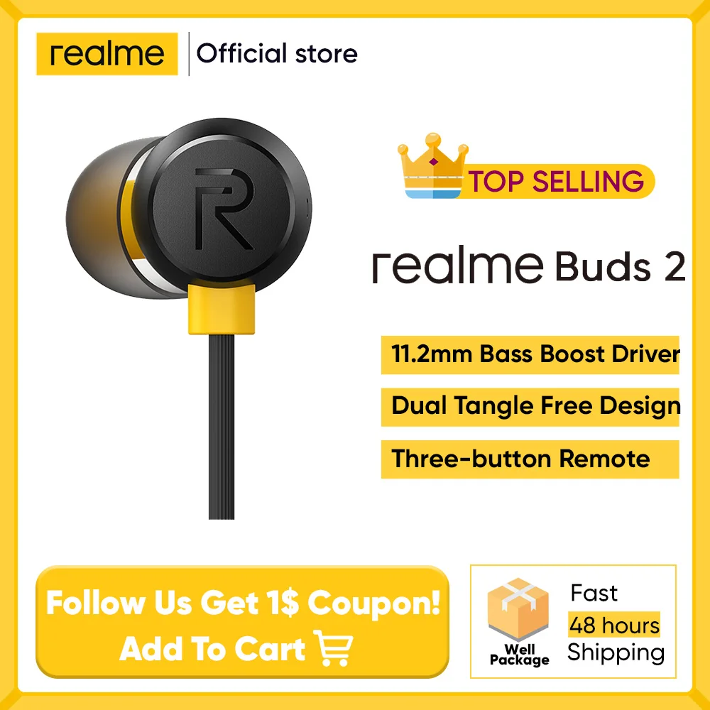 Realme бутоны 2 черный wired 3.5mm наушники 3 кнопочный пульт дистанционного управления с
