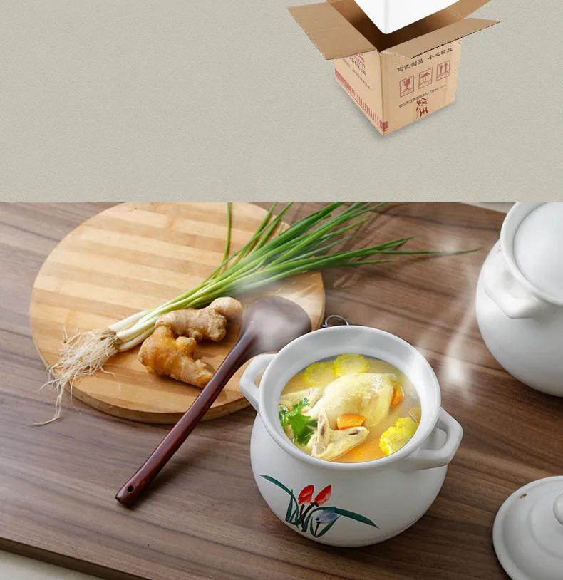 Внутренние Керамика кастрюля для супа камень горшок рисовой лапши белый с