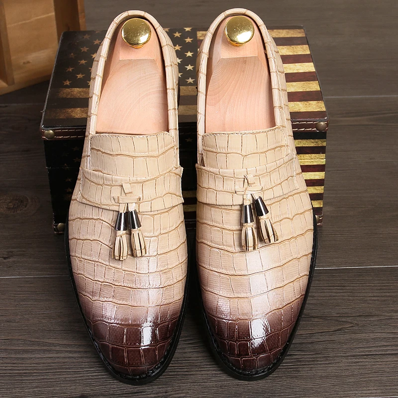 snake skin men leather shoes italian luxury elegant male dress tassel formal footwear designer oxford shoes for men moccasins (7)