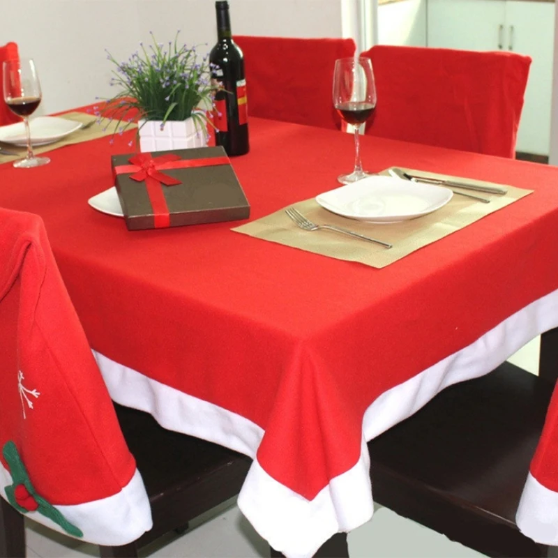 Christmas Holiday Santa Chair Hat Cover Tablecloth Christmas Party Table Dinner Decoration Home Decor