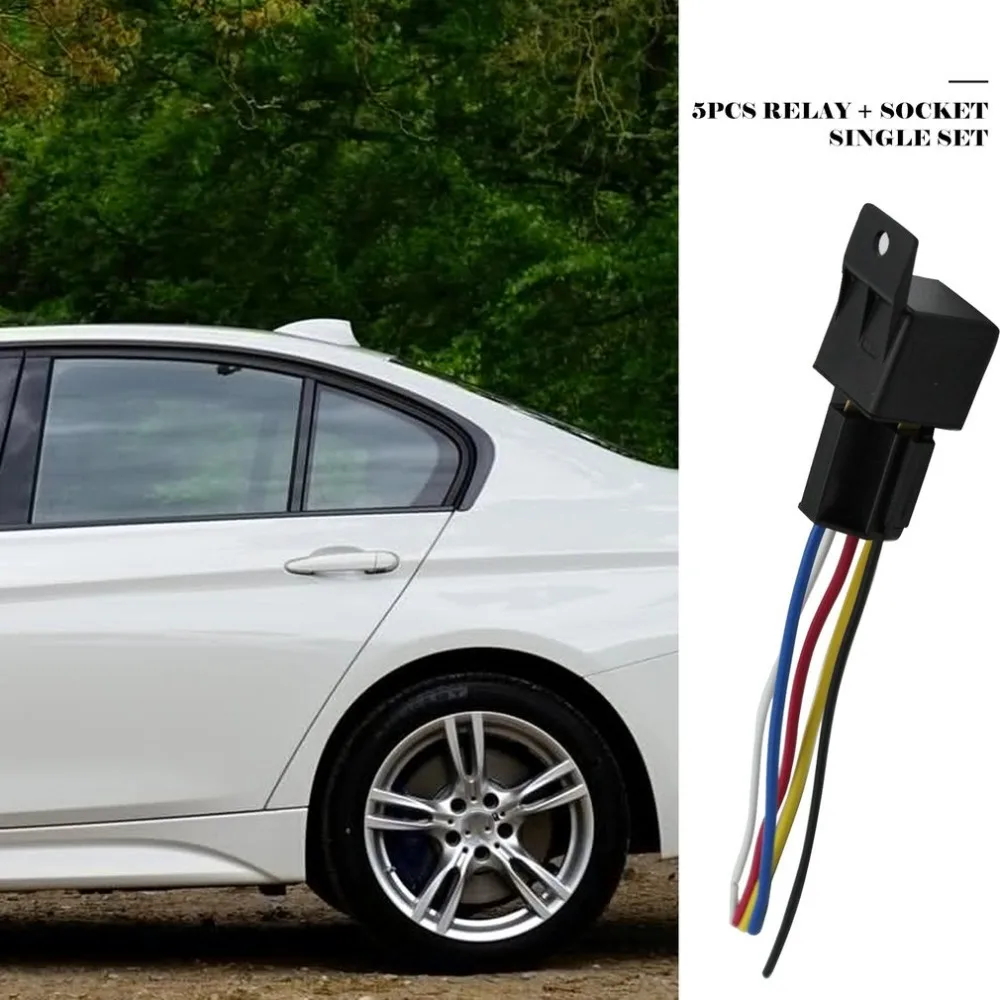 5x12 V 40A Предварительно проводной 4-контактный разъем авто реле монтажное основание проводов разъем