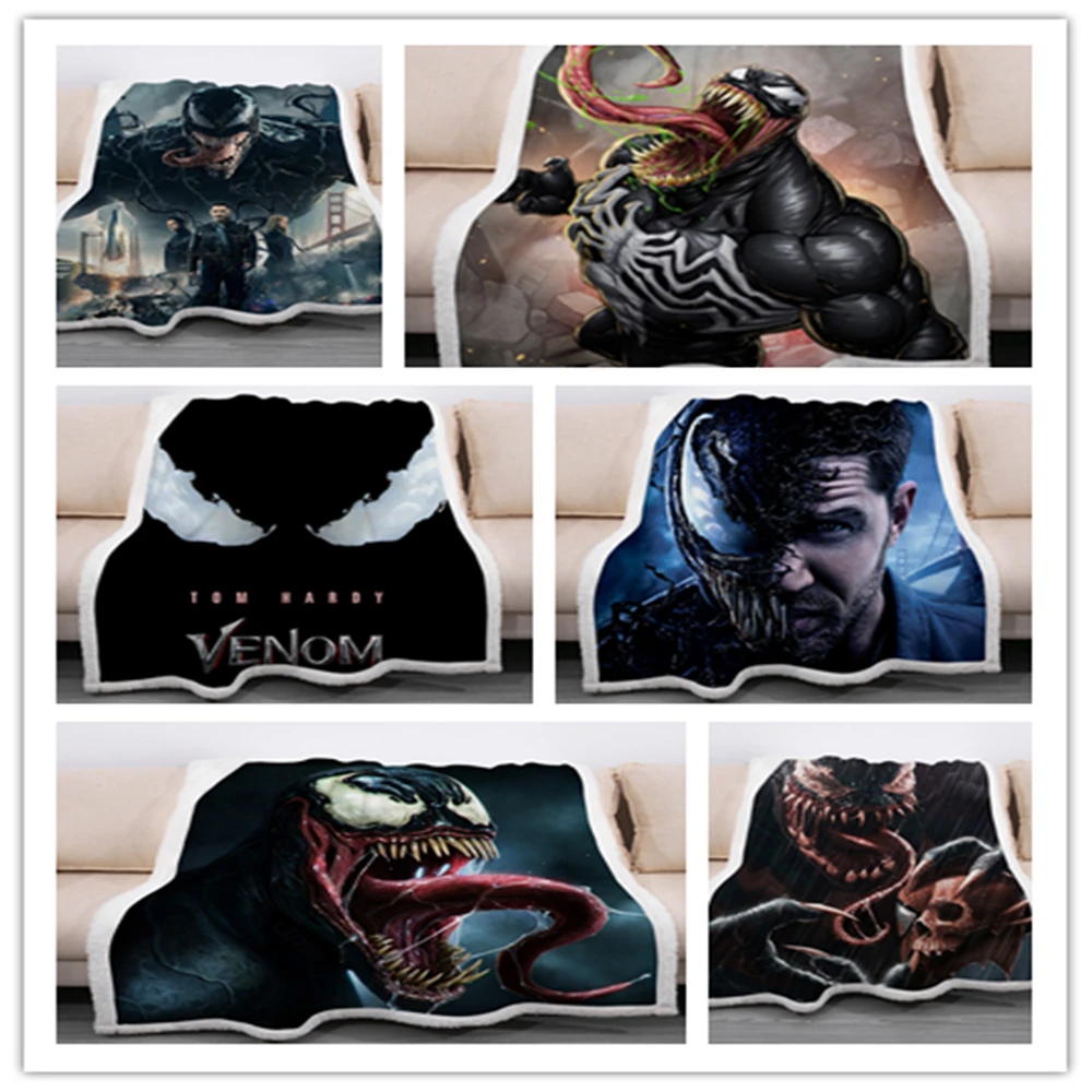 Новый дизайн пленка Venom мягкая теплая одежда Коралловый флис Плюшевые пледы