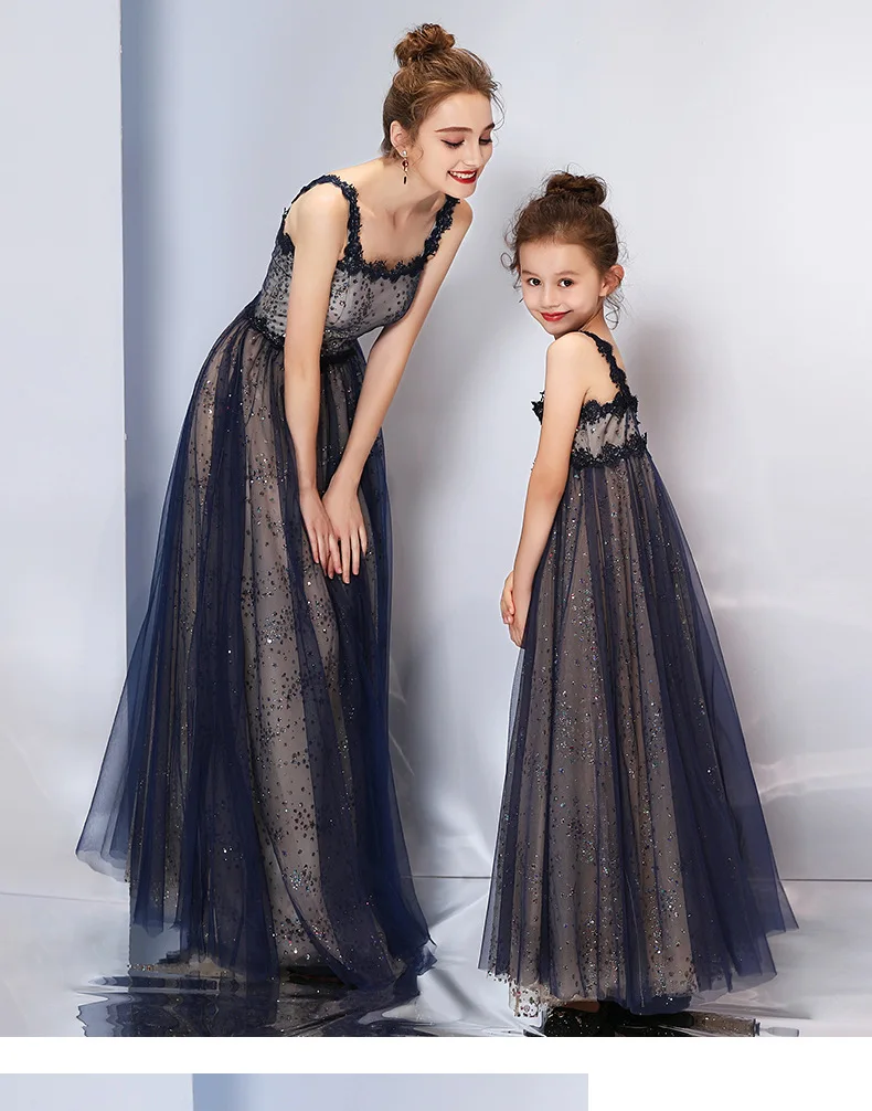 Mother Daughter Dresses Matching Family Look Lace Wedding Dress for Mommy and Mini Me Clothes Lady Women Princess Ball Gown