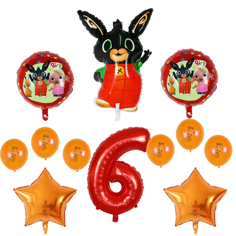 Orange 6 12 шт. Bing Bunny воздушные шары из фольги с мультяшным кроликом воздушные шары с цифрами 30 дюймов красного и черного цвета для детей 1, 2, 3, 4, 5 лет, товары для декора на день рождения, игрушки - Цвет: Orange 6