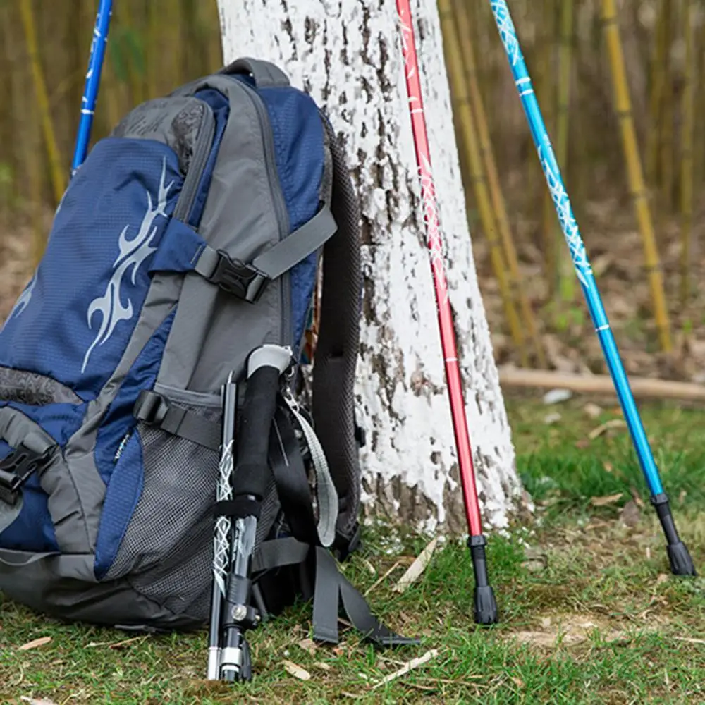 

Auminum Alloy Telescopic Ultralight Trekking Pole Anti Shock Hike Folding Stick