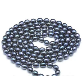 

Natural BLACK 8-9mm Rice Freshwater Pearl Necklace 50"