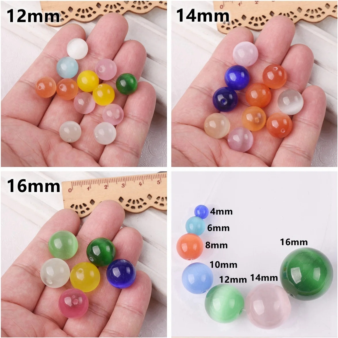 ラウンドクリスタルキャッツアイ,4mm 6mm 8mm 10mm 12mm 14mm 16mm