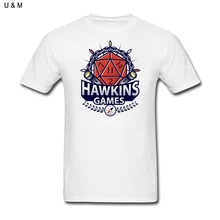 Camiseta Geek Hawkins Games para hombre, camiseta de Estilo Vintage para hombre, camisetas personalizadas baratas, camiseta azul de manga corta con cuello redondo