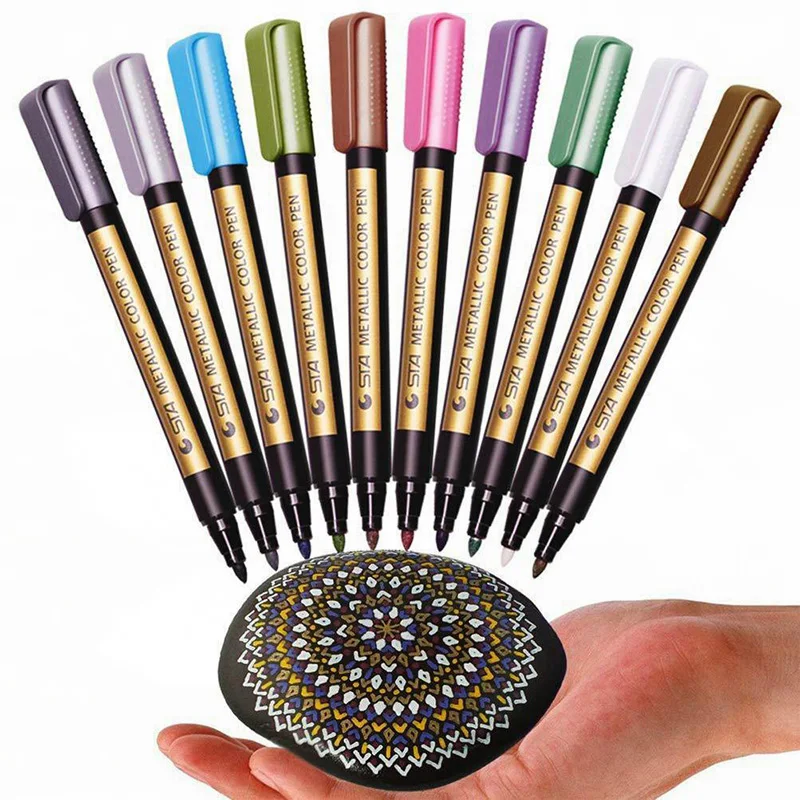 10PCS Colored Markers Paints Pens Art Permanent Writing Acrylic Markers Promarker for Stones Skating Paper Glass Wall Drawing