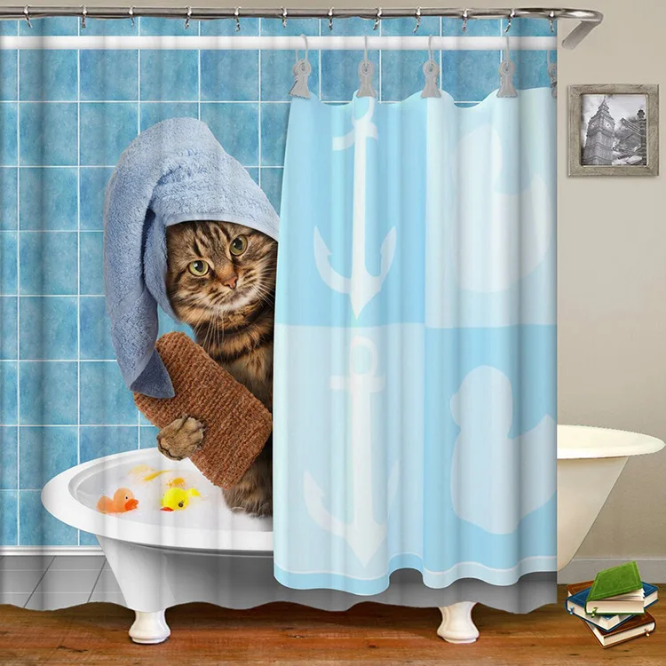 Kitten peek Домашний текстиль, принт в виде одуванчиков, принт Водонепроницаемый душ Шторы полиэстер ткань для ванной Шторы Ванная комната с 12 крючков Шторы s - Цвет: Kitten peek