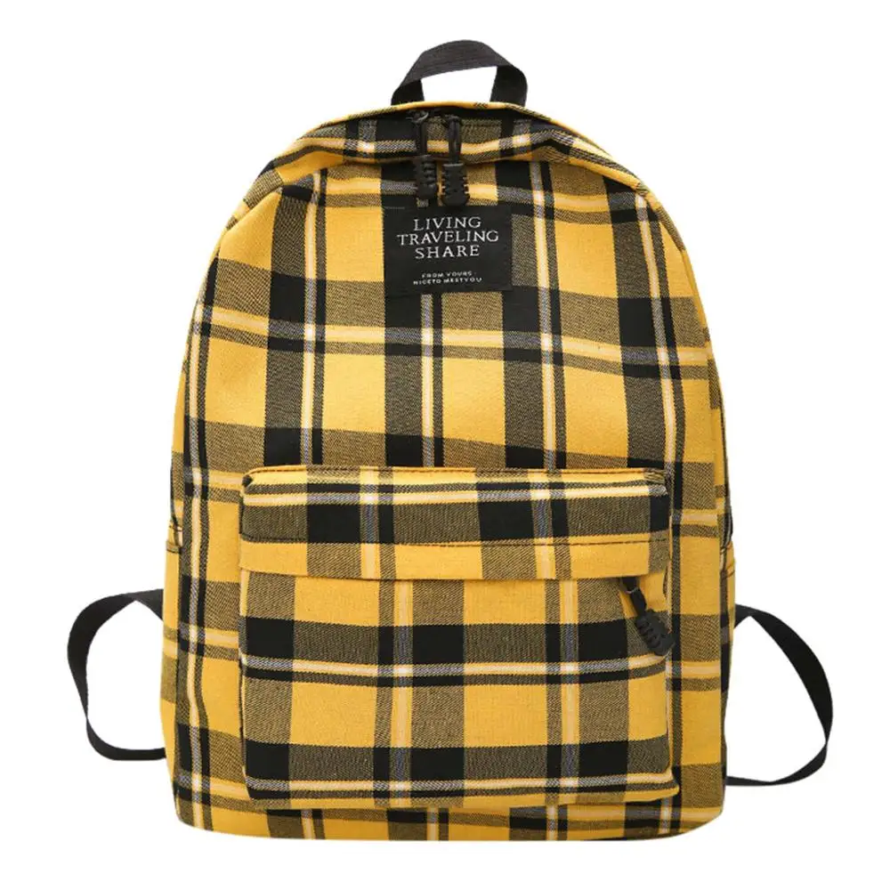 yellow checkered backpack