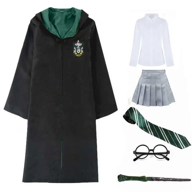 Robe Skirt 3 Gryffindor Hufflepuff Slytherin Ravenclaw костюм Гермионы Грейнджер Косплей халат юбка очки Униформа костюм для Хэллоуина - Цвет: Robe Skirt 3