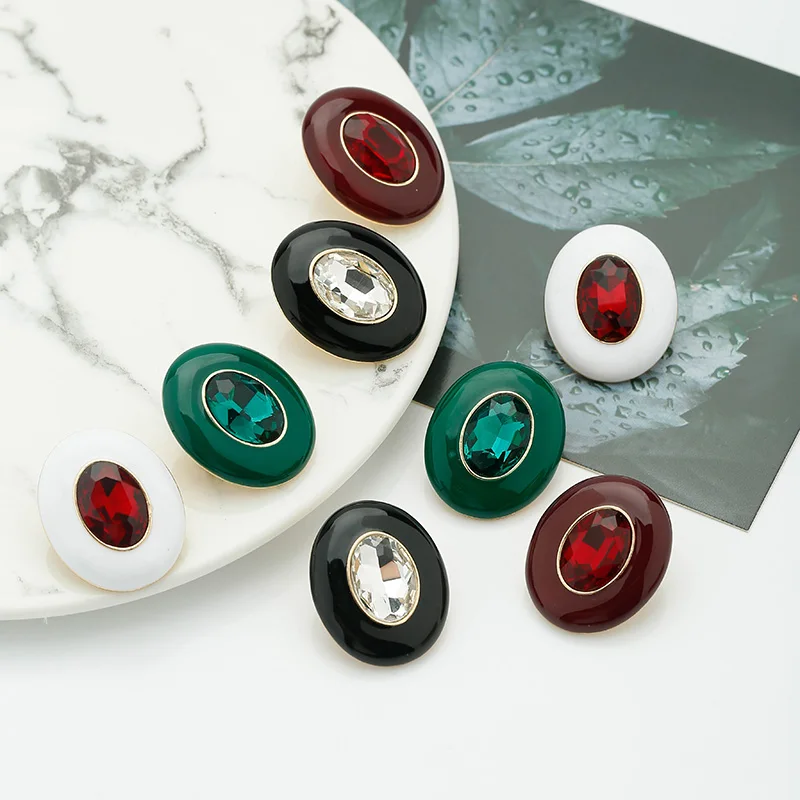 Yhpup трендовая геометрическая форма, цинковый сплав, цветная эмалированная смола, Кристальные Винтажные серьги-гвоздики, индийские Роскошные Oorbellen, женские вечерние