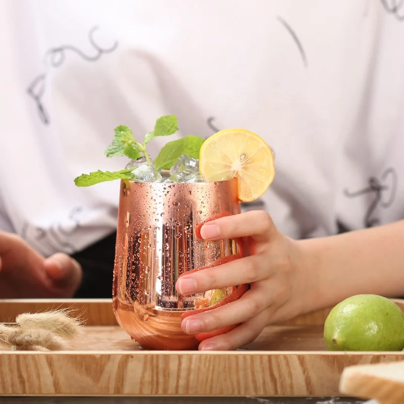 fda approved French holiday party cup metal copper engraved travel mug