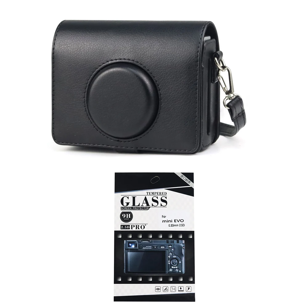 Caiul Bag for Fujifilm Instax Mini EVO Instant Digital Hybrid Camera and Printer PU Leather Protective Case + Screen Protector 