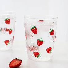 Большой емкости, скандинавские милые стеклянные чашки, клубника, креативная прозрачная чашка для воды, индивидуальная посуда для завтрака, сока, молока, напитков MM60BLB