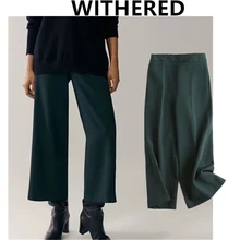 

Withered England Style Fashion Elegant Solid Simple Wide Leg Pants Women Pantalones Mujer Pantalon Femme Suits Trousers Women
