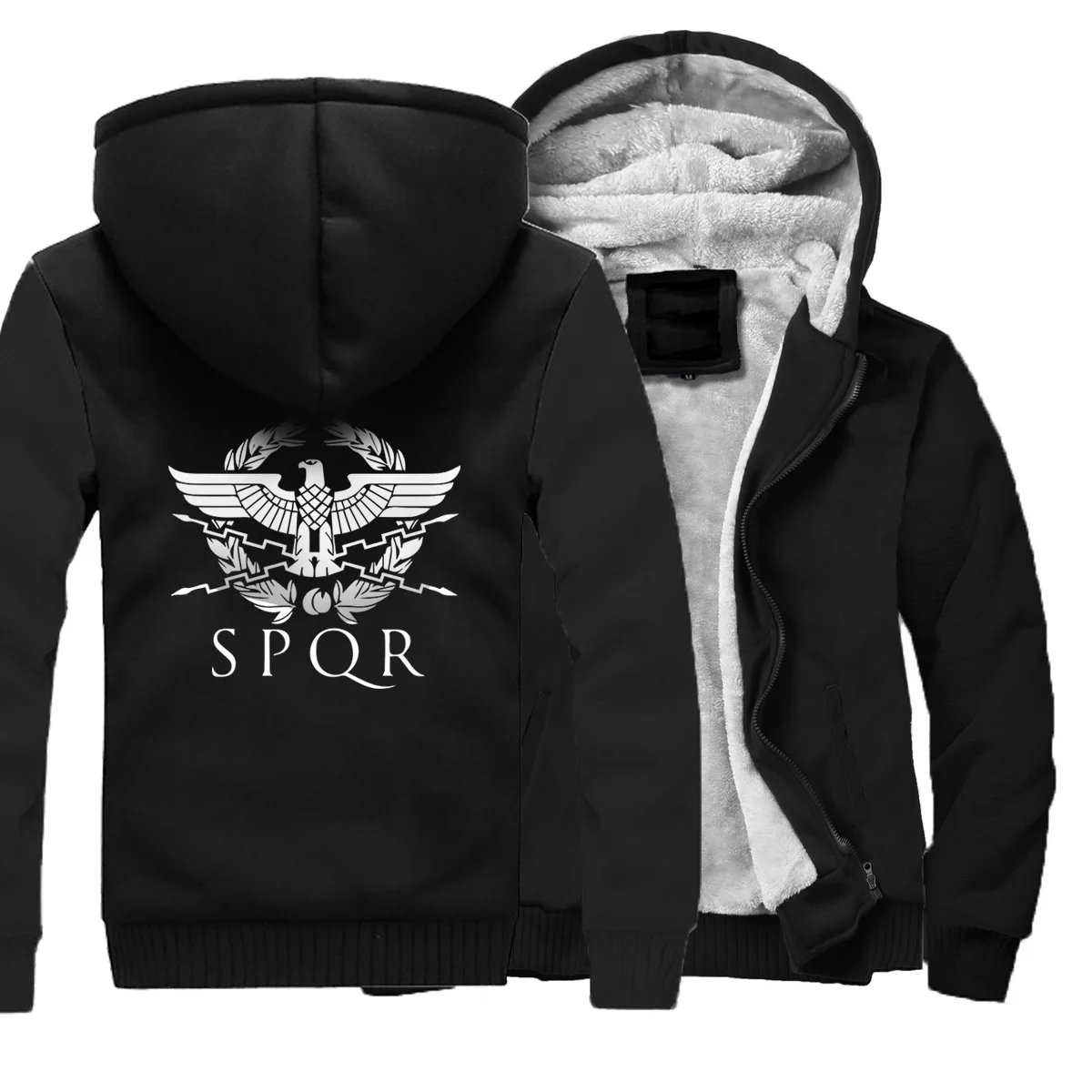 SPQR Римский гладиатор Императорский золотой Орел мужские утепленные толстовки повседневные Harajuku мужские толстовки Зимний флисовый костюм хипстера