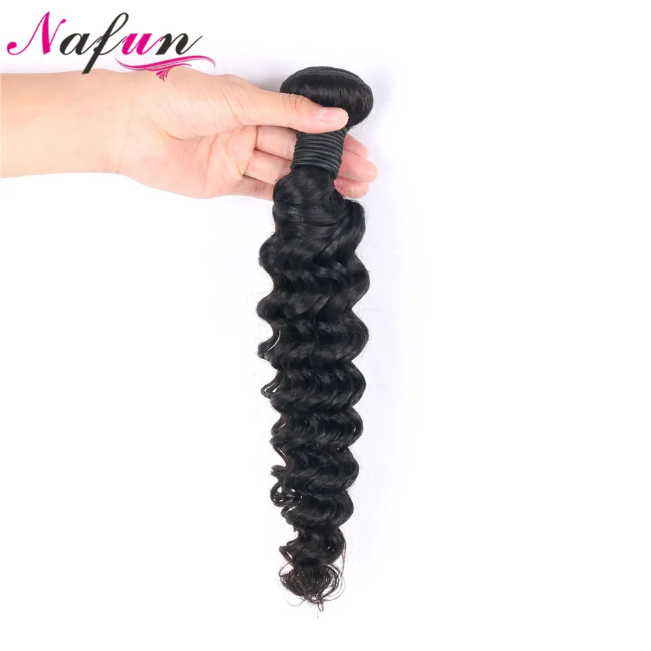 

NAFUN Hair Deep Wave 3 Hair Bundles Indian Non Remy Human Hair Extensions For Black Women 30 Inch Bundles Free Shipping