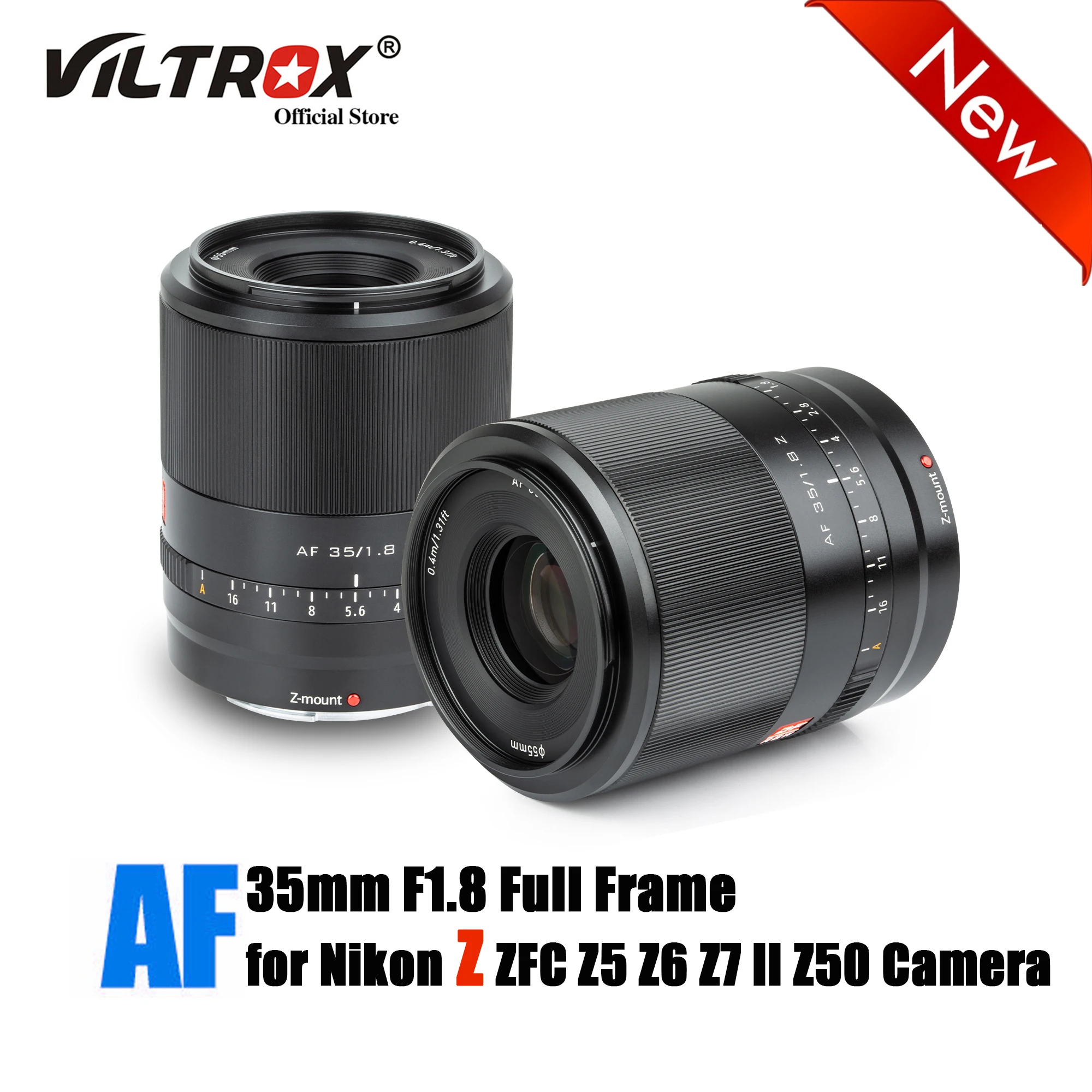Viltrox Af 35Mm F1.8 Full Frame Obiettivo Grandangolare Prime Apertura Grande Attacco Z Per Obiettivo Fotocamera Nikon Zfc Z6 Ii Z7 Z50