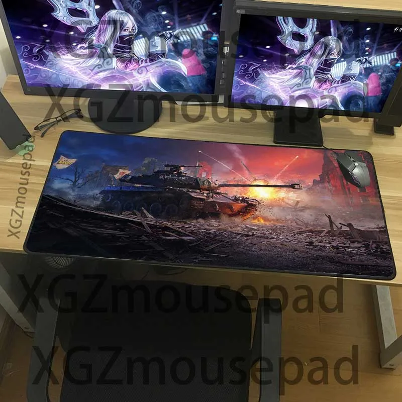 

XGZ Large Mouse Pad Black Lock Edge War World of Tanks Office Computer Custom Logo Desk Mat Rubber Non-slip Family Carpet Xxl