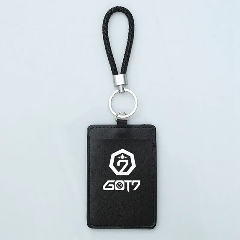 KPOP GOT7 значок бизнес автобус пропуск карты набор ID карты держатель Чехол канцелярские принадлежности Набор школьные и офисные принадлежности подарки - Цвет: BK