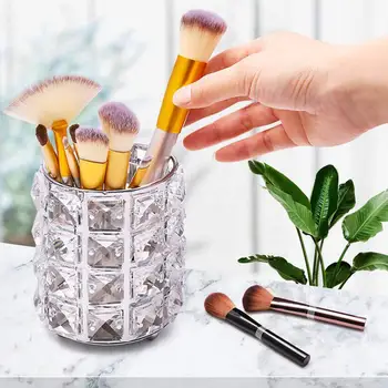 

Gold Container Cosmetics Brushes Cup Comb Exquisite Makeup Display Organize Storage Case Cosmetic Brush Holder 4 Grid