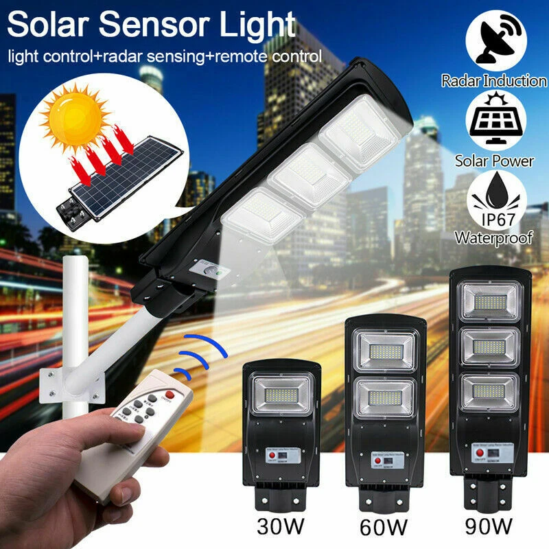 

LED Solar Street Light 0utdoor Street Lighting With Motion Sensor Off Road Lights Plaza Lamp 30W 60W 90W