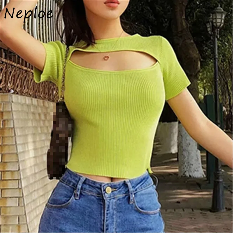 Neploe облегающая короткая футболка с круглым вырезом и коротким рукавом Новинка