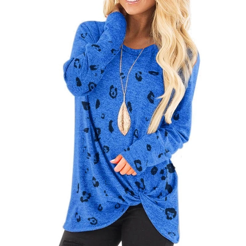 Plus Size 5XL Autumn Long Sleeves Shirt Women 2019 New Twist Knot Front Female Print Fashion Tops |