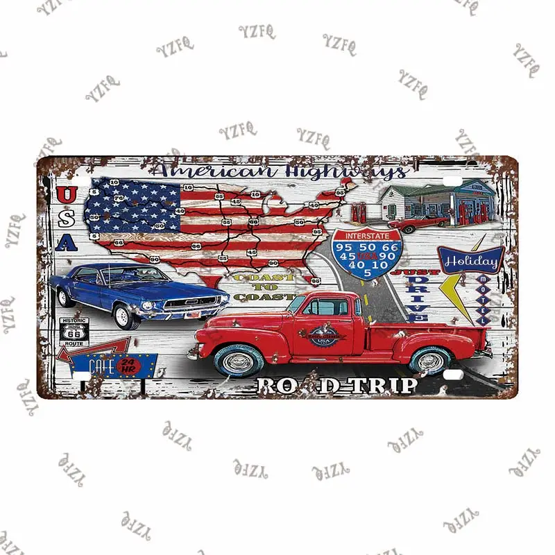 30X15 см винтажный мотоцикл плакат Route 66 шоссе номерной знак металлическая пластина для стены художественного магазина ресторана гаража Декор DC-0338A - Цвет: DC-0346