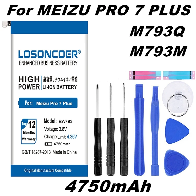 LOSONCOER 4750 мАч BA793 батарея для Meizu Pro 7 Plus BA793 M793Q M793M M793H батарея большой емкости