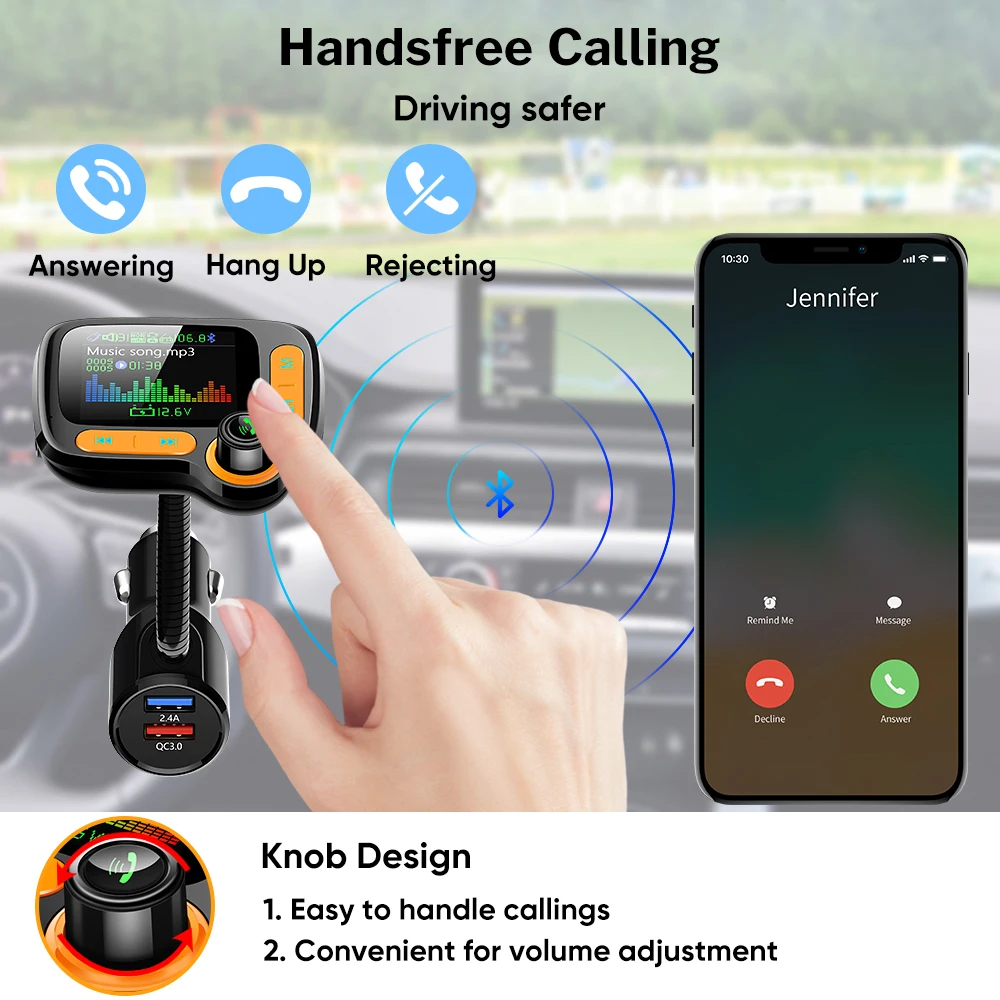 Автомобильное зарядное устройство Deelife с Bluetooth FM передатчик комплект громкой