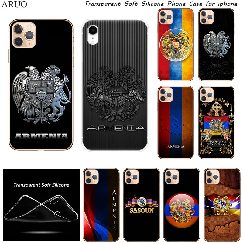 SOFT TPU Silicone Phone Case for iphone 11 11Pro XS Max X XR SE Armenia Armenians Flag cases for 7 8 6 Plus 5 cover Coque Fundas