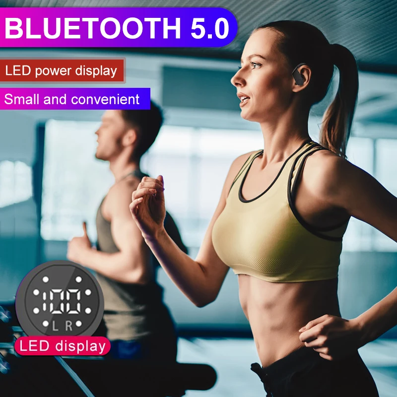 B11 Wireless Bluetooth 5 0 Headphones Sports Ear Hook Electricity Display Headset With LED Noise Reduction Charging Box