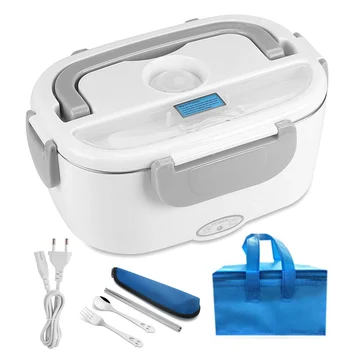 

220V EU Plug Electric Heating Bento Box Stainless Steel Food Warmer Container School Office Home Heated Lunch Box Bag Set