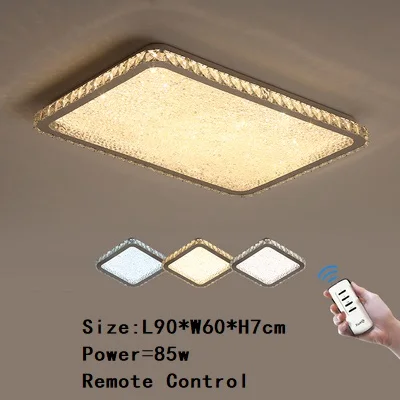 Современный K9 хрустальный круглый квадратный потолок+ освещение комнаты подвесной светильник plafonnier светодиодный светильник для гостиной блеск - Цвет корпуса: L90xW60cm RC dimming