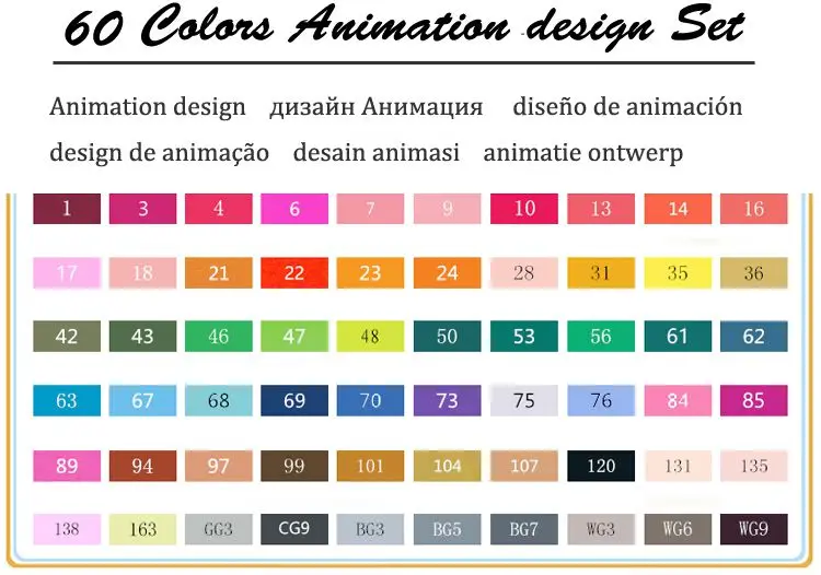 60 Animation Set TouchFIVE 30/40/60/80/168 Цвет маркер для рисования набор двойной головой художественный эскиз жирной на спиртовой основе маркеры для анимации Manga - Цвет: 60 Animation Set