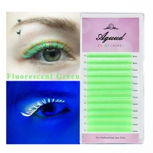 

AGUUD Fluorescent Lashes Fluorescent Green Yellow Orange Pink UV Neon Lash Extenions Glow in the Dark Colorful Individual Lashes
