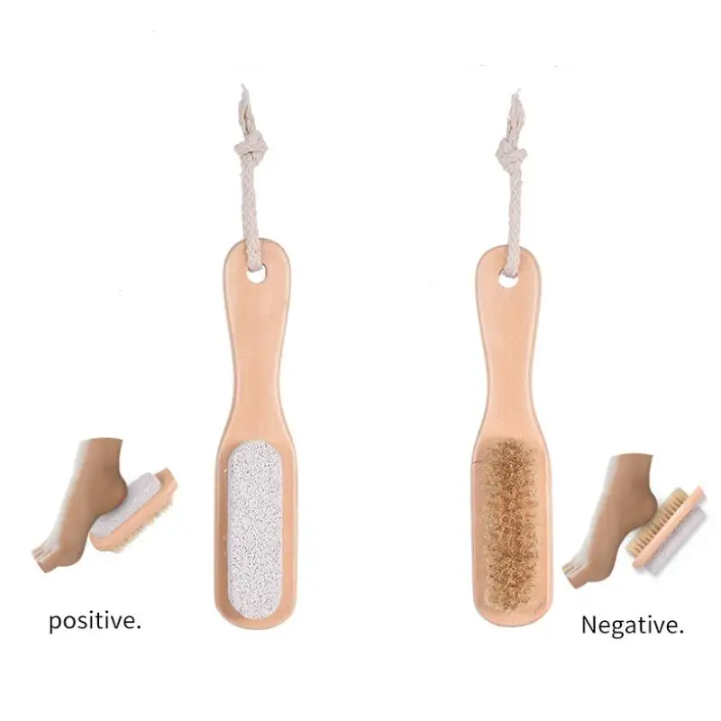 2 in 1 Double Sided Nature Pumice Stone and Soft Bristle Natural Exfoliating SPA Brush Bath Supplies LX8378