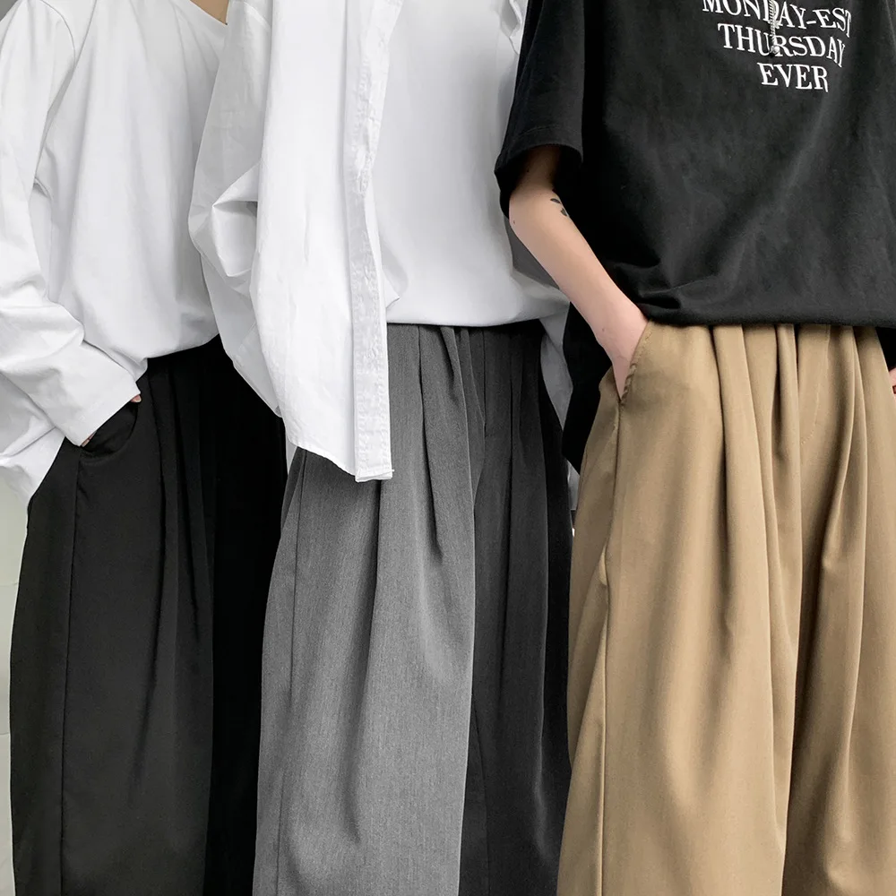 ICCLEK 2021 Fall Pants Men's Casual Pants Oversize Loose Casual Pants Thin Wide Leg Pants Straight Pants Dress Trousers
