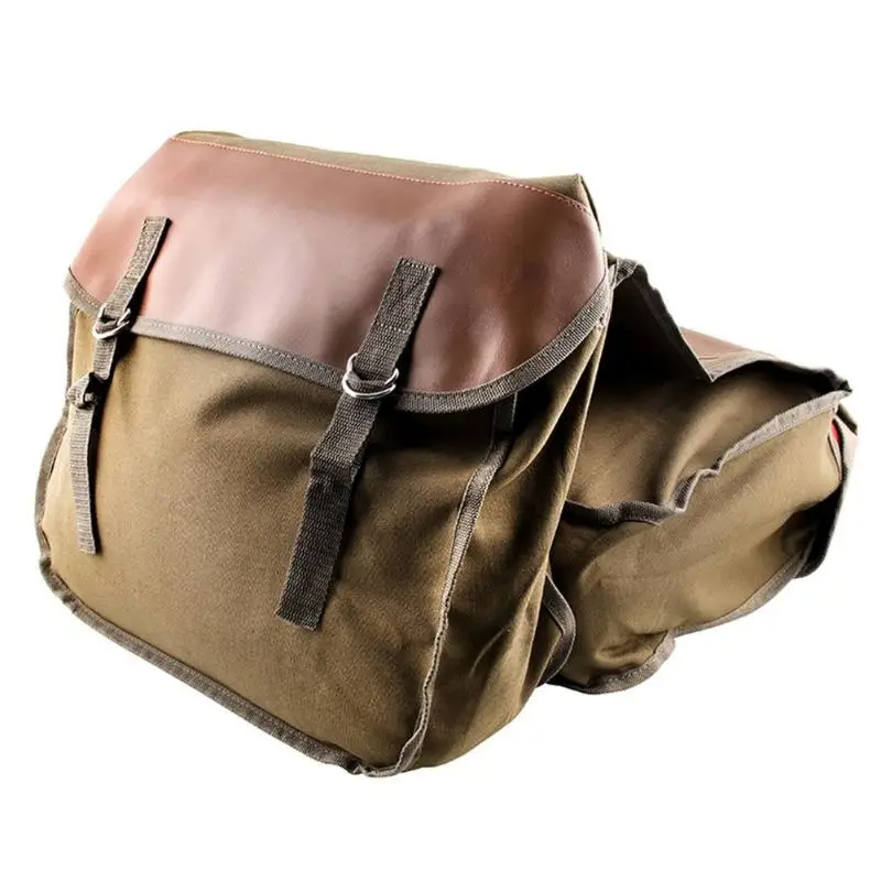 

ALLOYSEED Motorcycle Saddlebag Canvas Saddle Bag Side Tool Bag Universal for Sportster Kawasaki Vulcan Honda Shadow